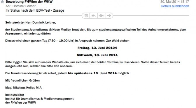 Eine gute Nachricht.